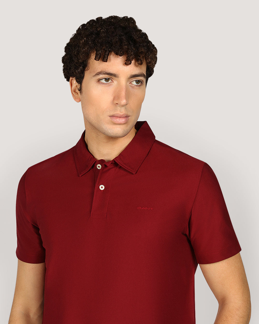 Gant Twill Texture Short Sleeve Polo Shirt For Men PLUMPED RED / M