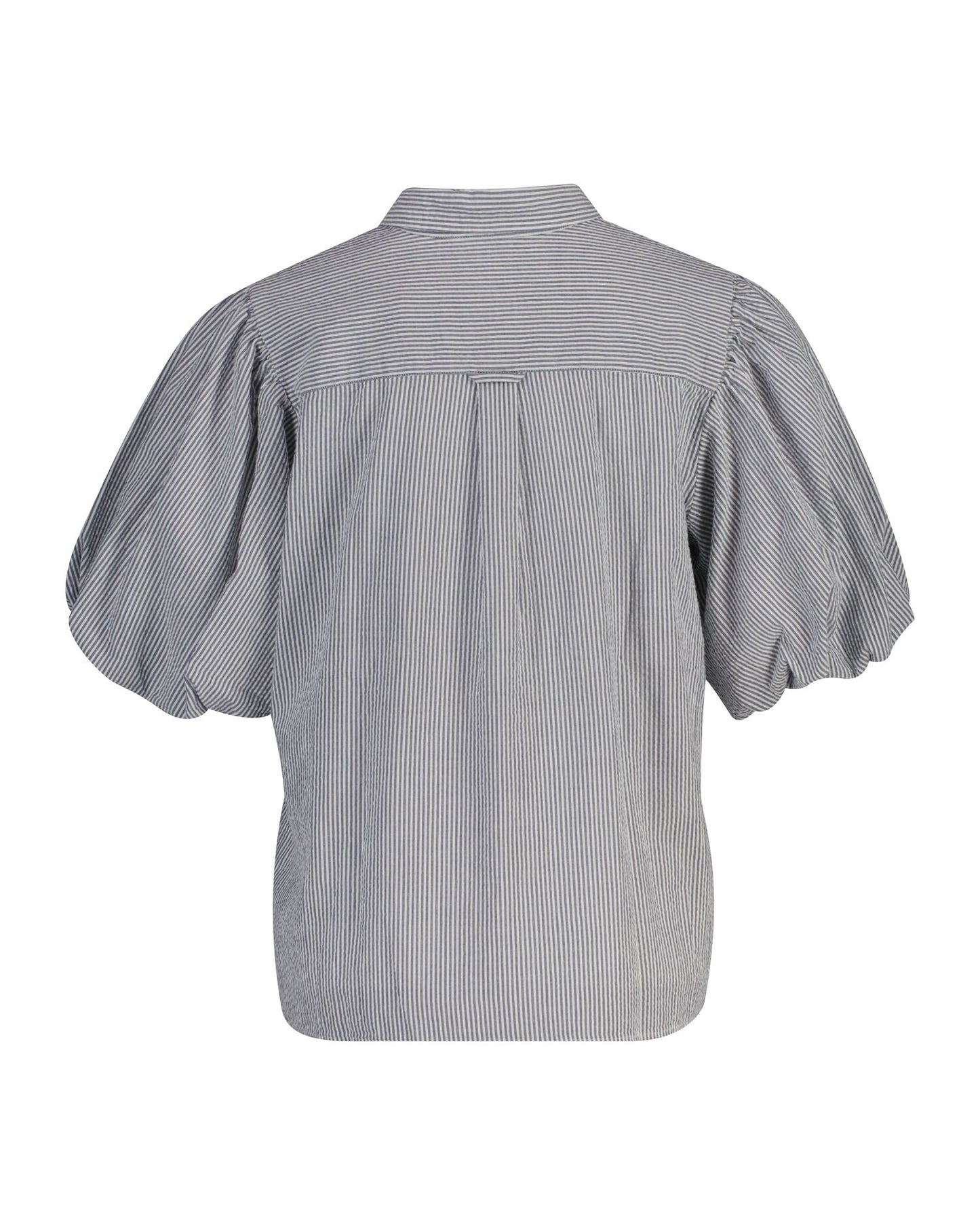 Seersucker Puff Sleeve Blouse