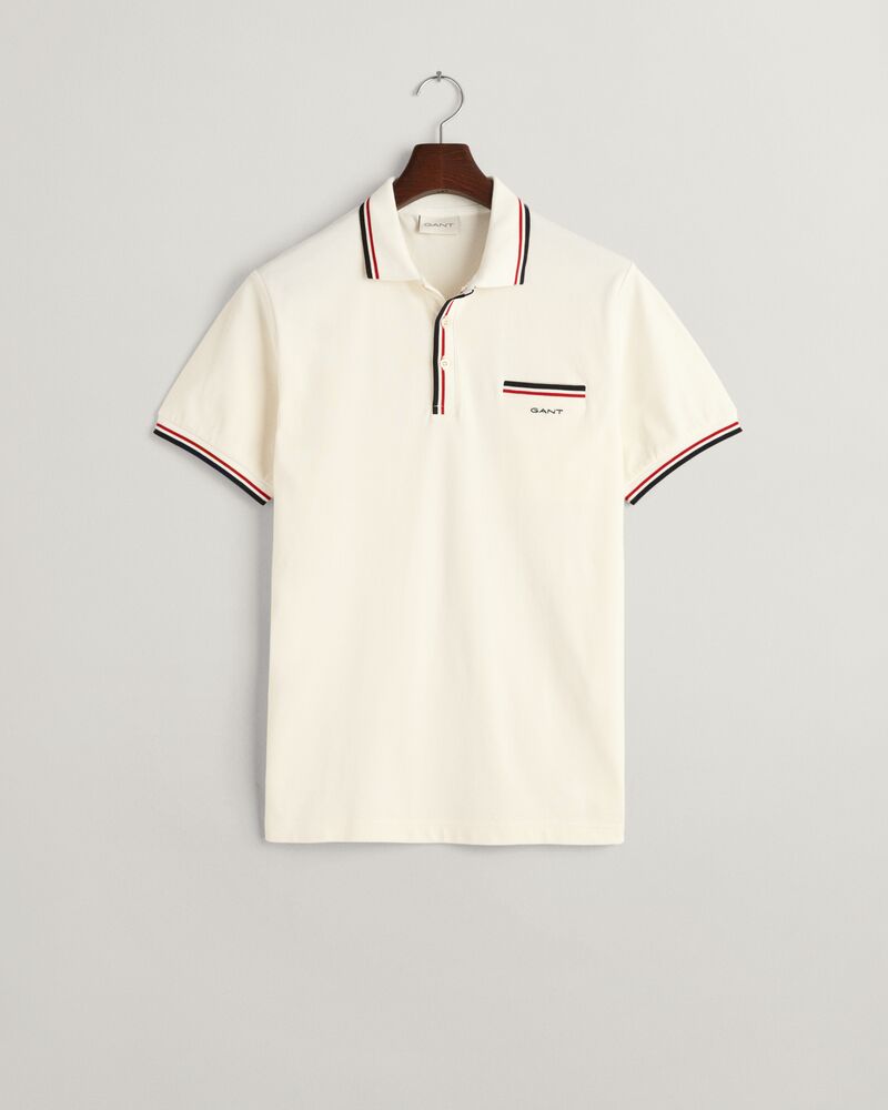 2-Color Tipped Piqué Polo Shirt Eggshell / S