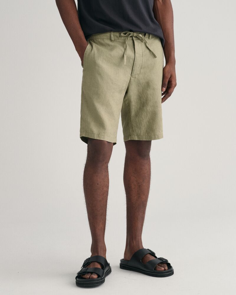 Relaxed Fit Linen Drawstring Shorts S / DRIED CLAY