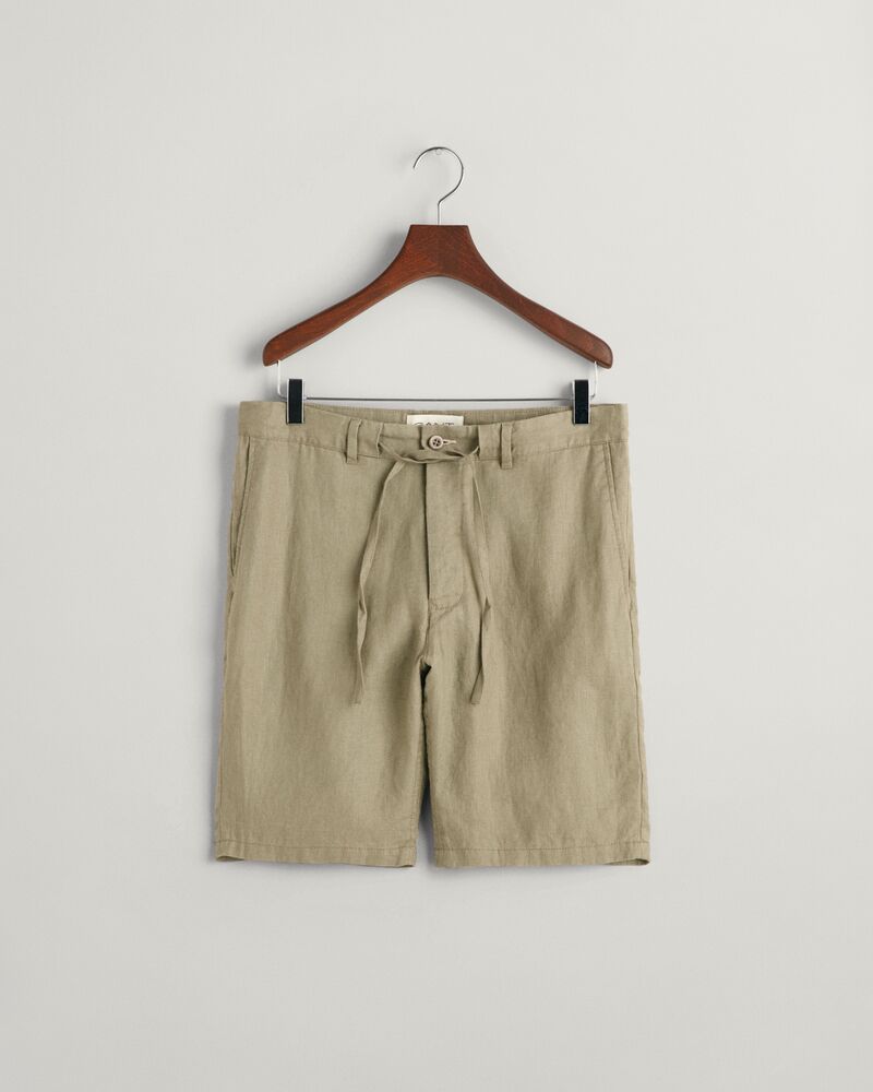 Relaxed Fit Linen Drawstring Shorts S / DRIED CLAY