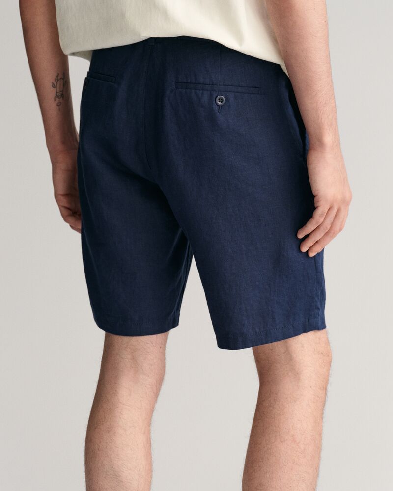 Relaxed Fit Linen Drawstring Shorts S / MARINE