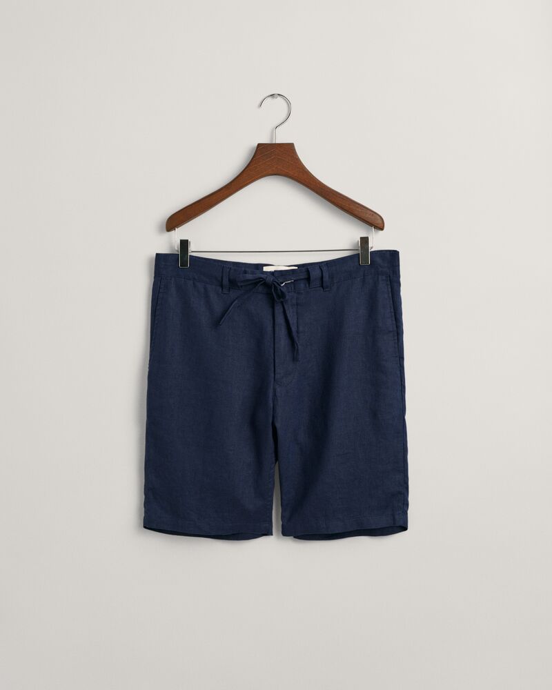 Relaxed Fit Linen Drawstring Shorts S / MARINE