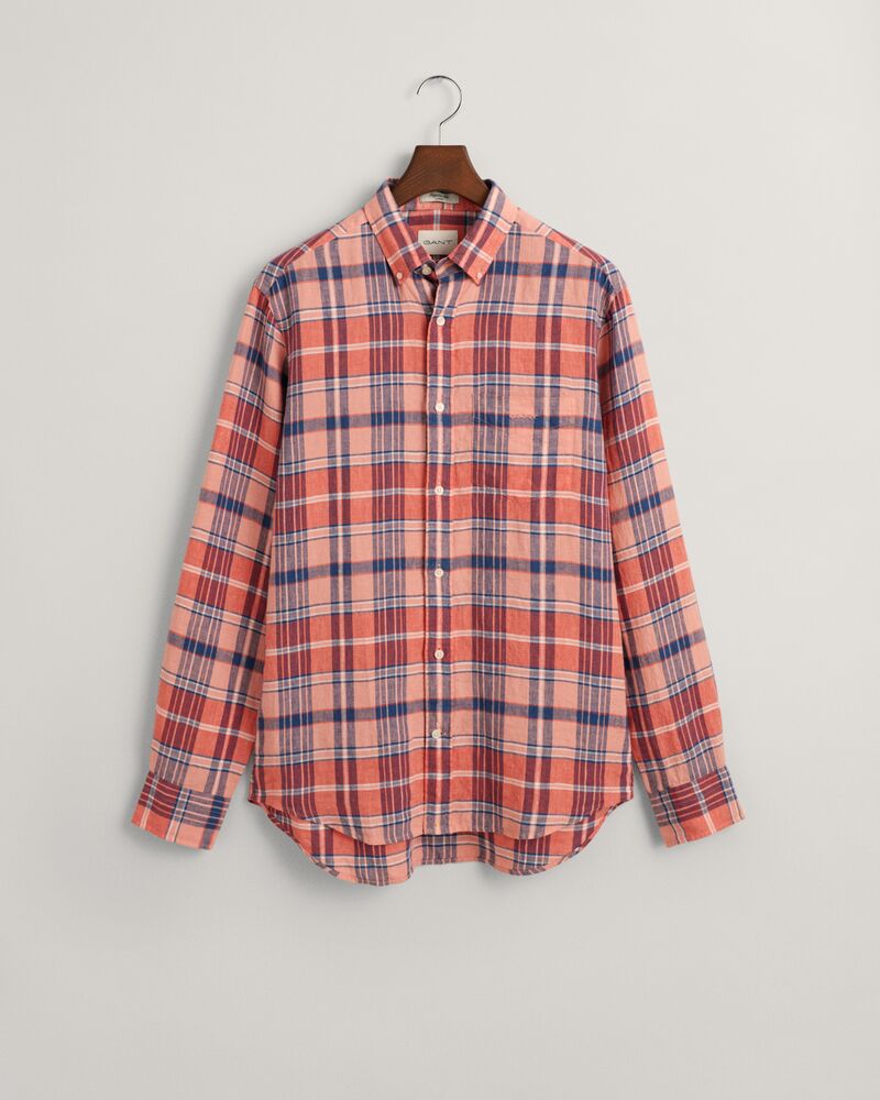 Regular Fit Madras Linen Shirt Peachy Pink / S