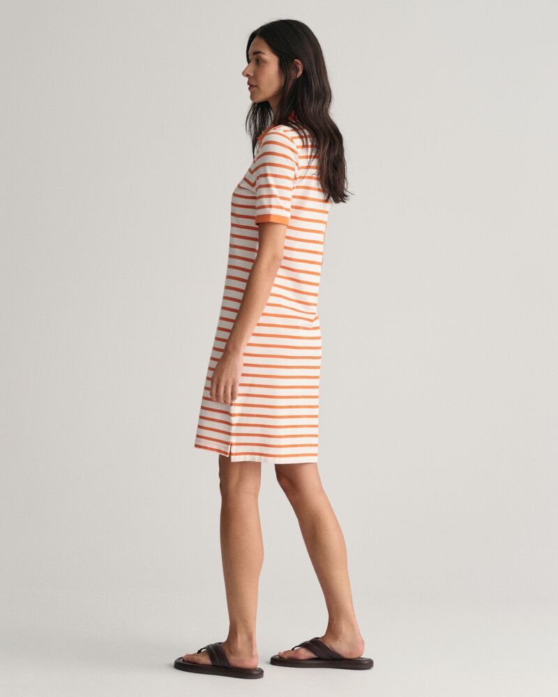 Striped Shield Piqué Polo Dress S / PUMPKIN ORANGE