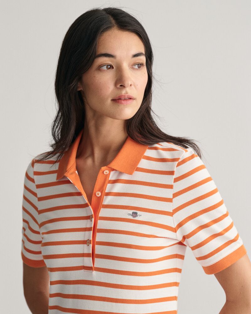 Striped Shield Piqué Polo Dress S / PUMPKIN ORANGE