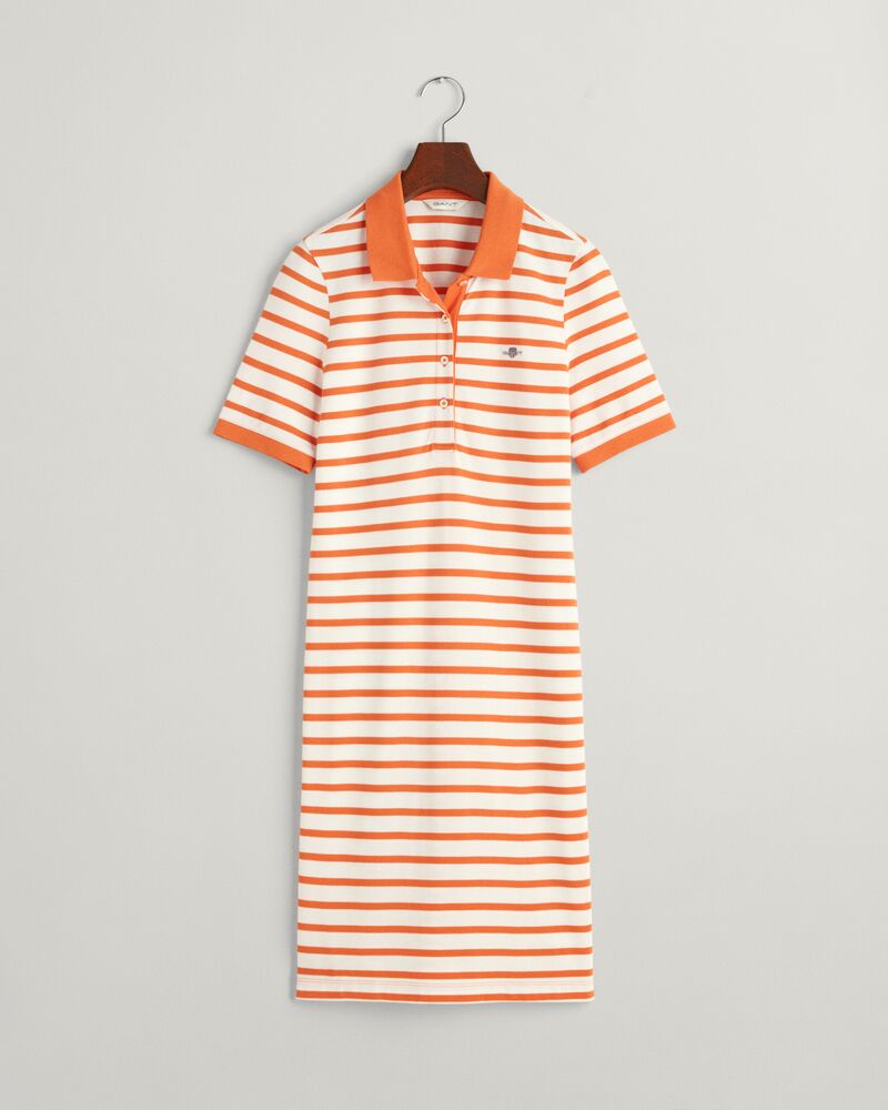 Striped Shield Piqué Polo Dress S / PUMPKIN ORANGE