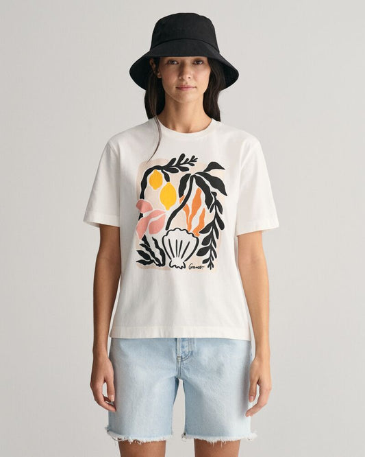 Palm Print T-Shirt S / EGGSHELL