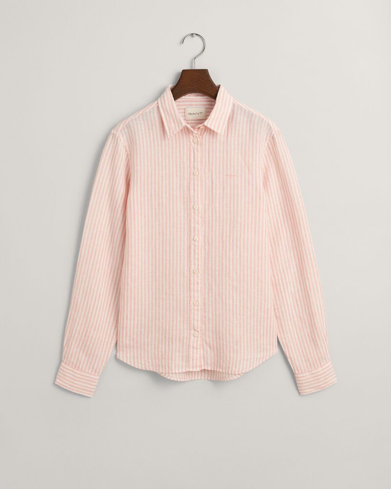 Regular Fit Striped Linen Shirt 32 / PEACHY PINK