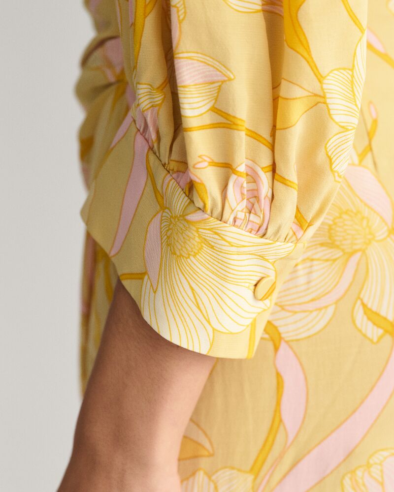Regular Fit Magnolia Print Wrap Dress Dusty Yellow / 32