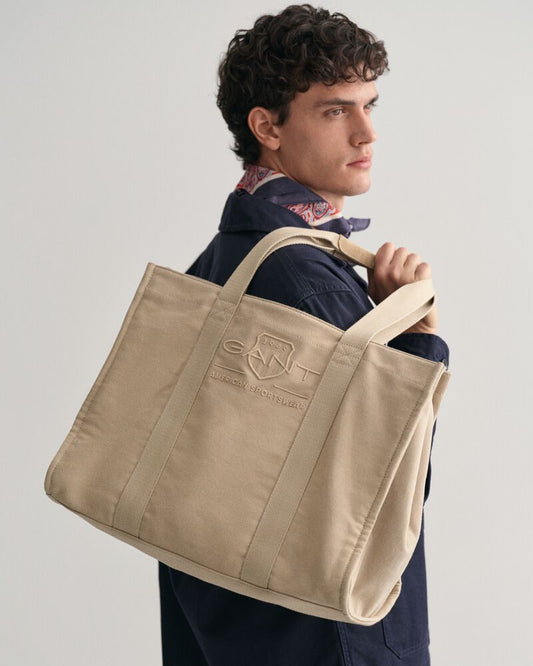 Tonal Shield Canvas Tote Bag ONESIZE / DRY SAND