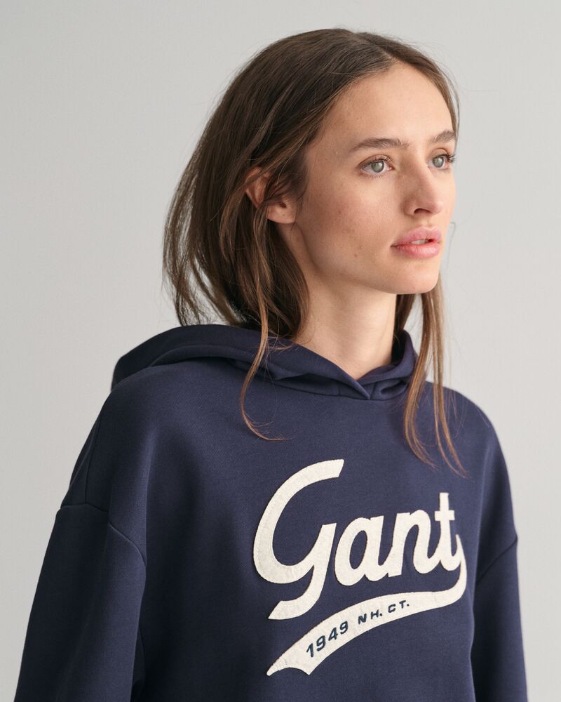 Script Graphic Hoodie Evening Blue / XS