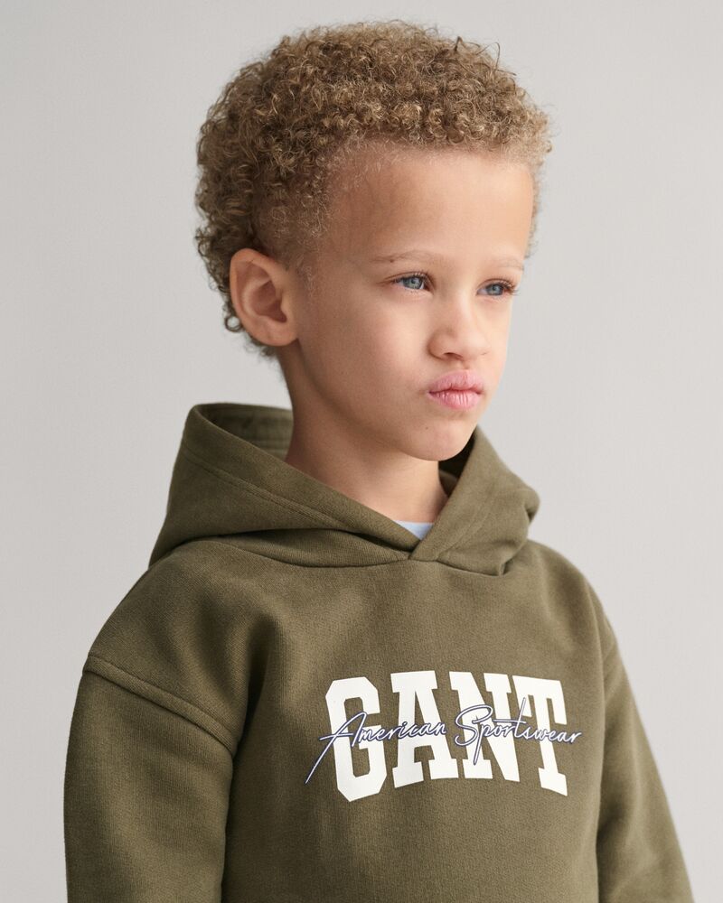 GANT ARCH SCRIPT HOODIE JUNIPER GREEN / 92