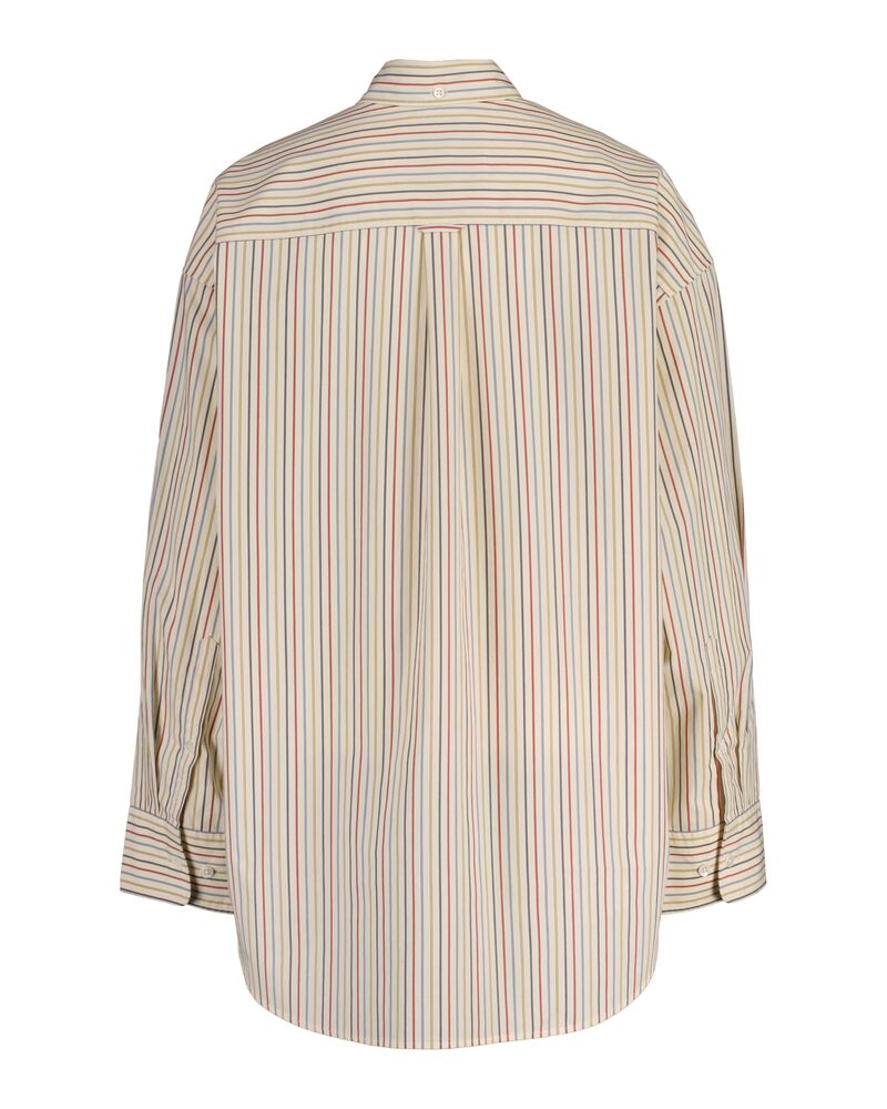 Oversized Striped Poplin Shirt Cream / 32