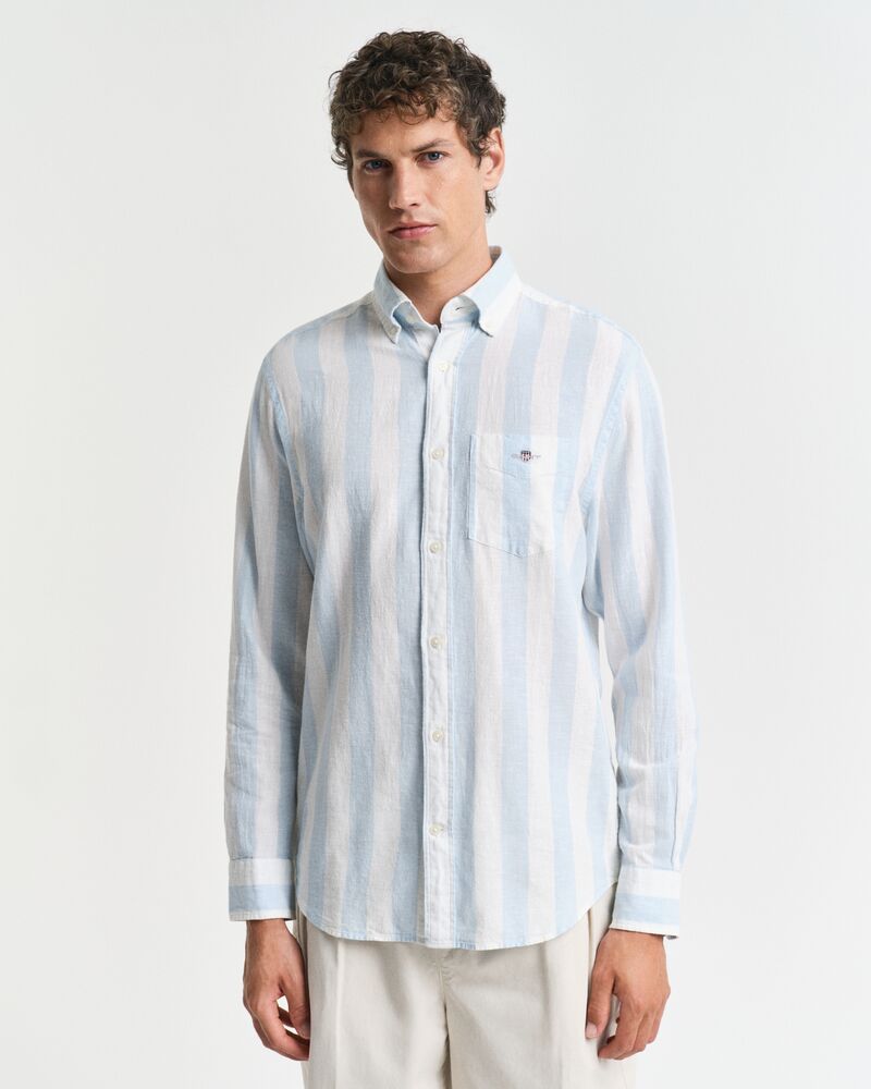 Regular Fit Bold Striped Cotton Linen Shirt