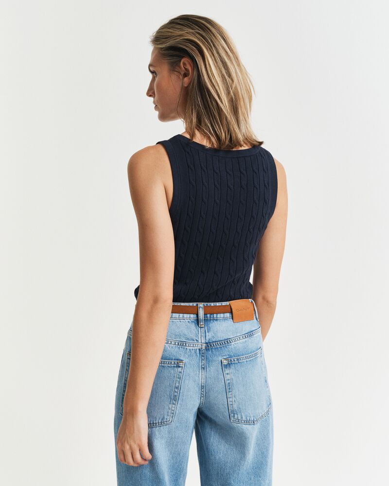 Stretch Cotton Cable Knit Tank Top