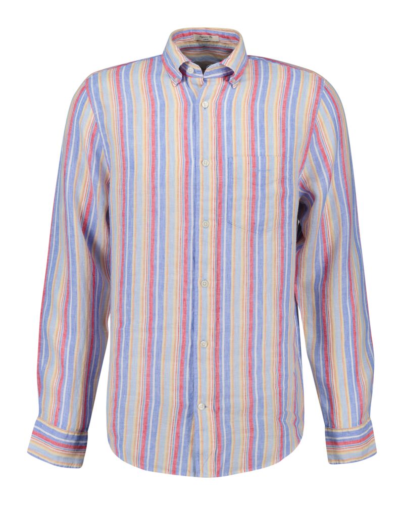 REGULAR Fit Multi Striped Linen Shirt 419-GAN / XS