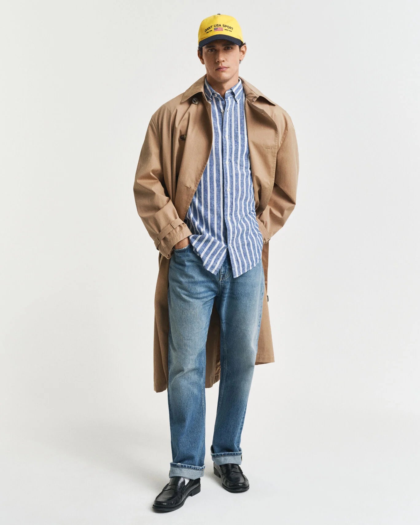 REGULAR Fit Striped Cotton Linen Shirt