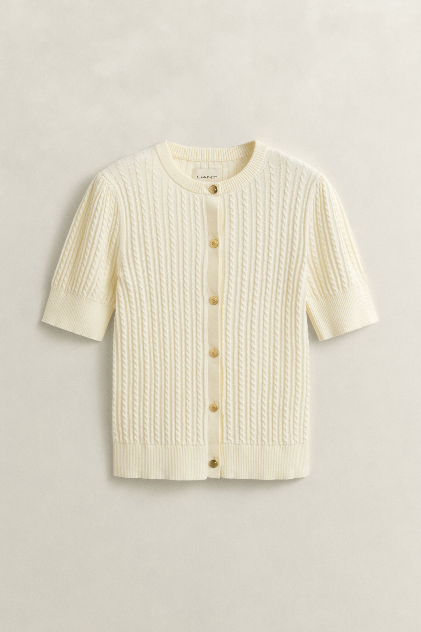 Cotton Cable Short Sleeve Cardigan