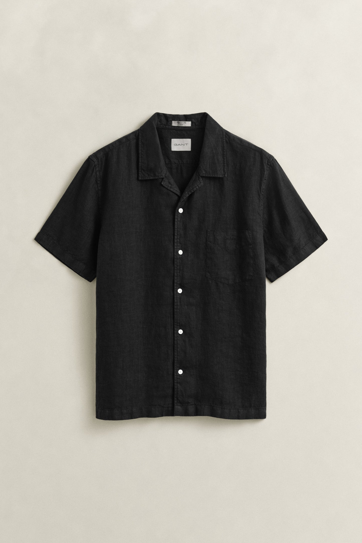 Regular Garment Dyed Linen Short Sleeve Camp Shirt