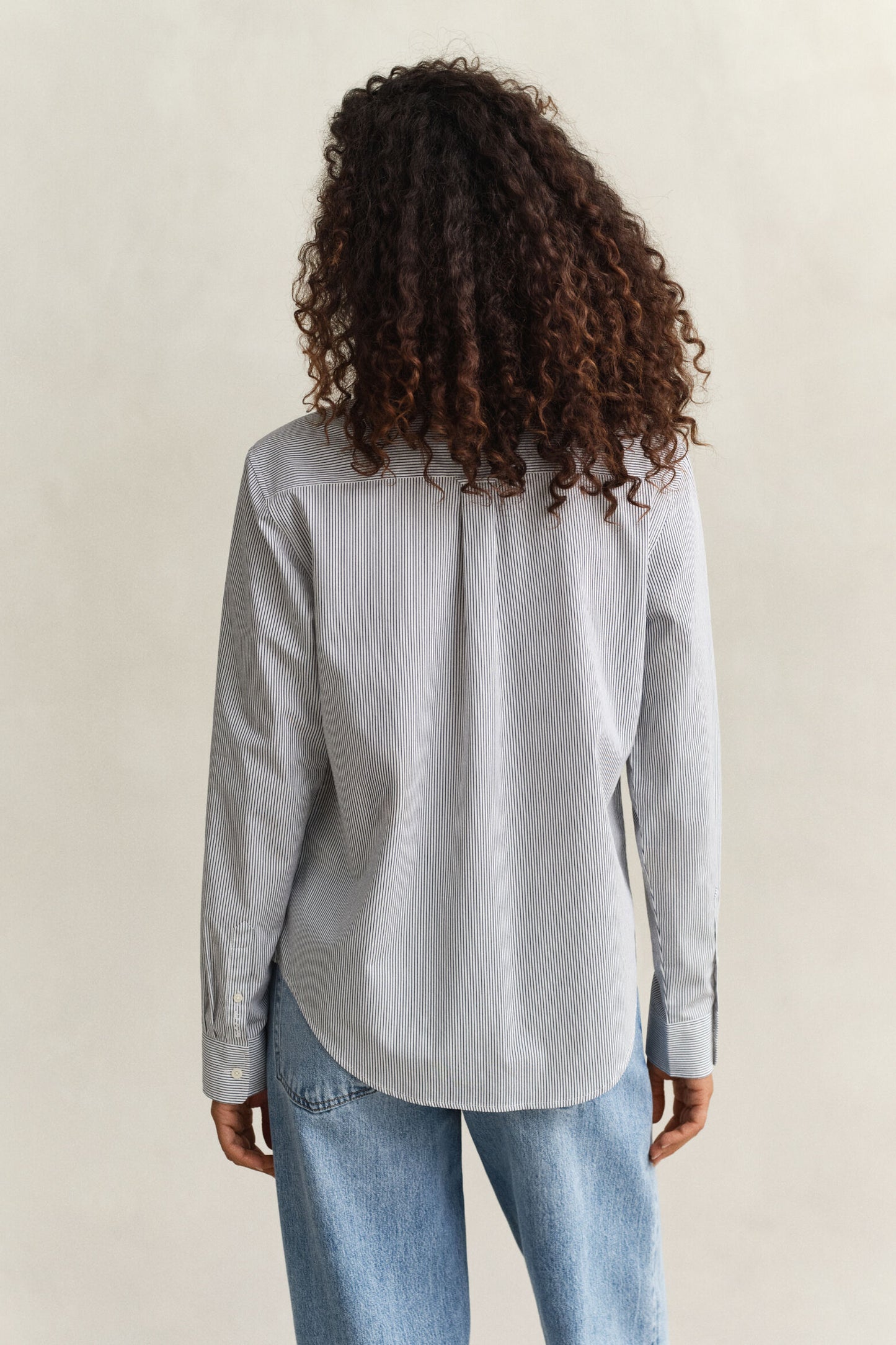 Regular Ctn Frill Collar Stripe Shirt