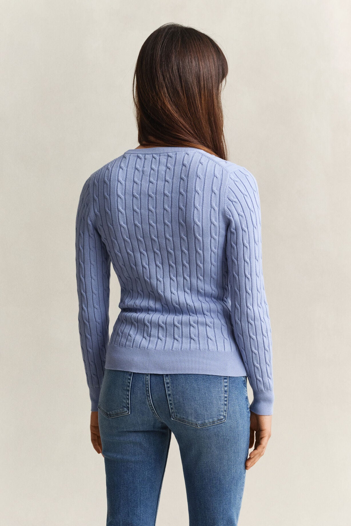 Stretch Cotton Cable C-Neck