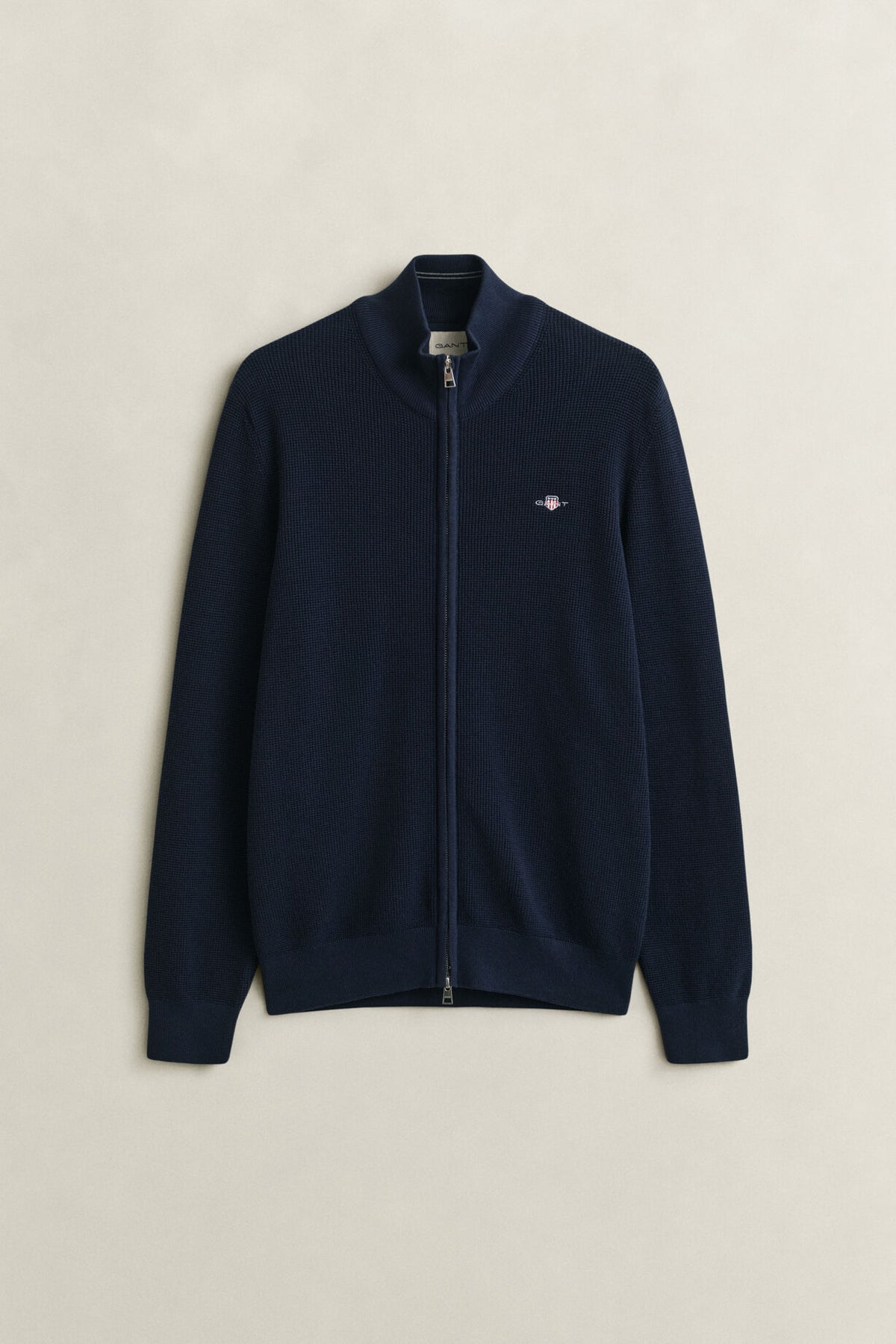 Micro Textured Cotton Zip Cardigan