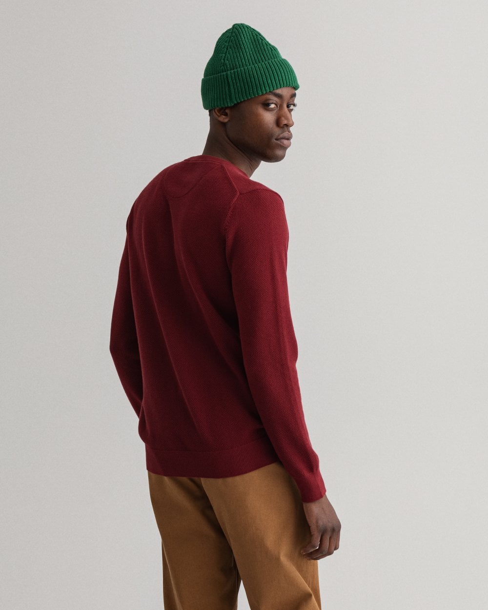 Cotton Pique Crew Neck Sweater