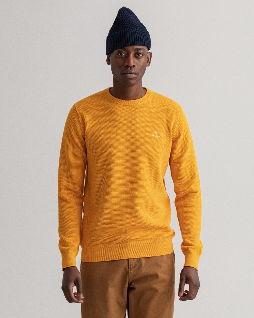 Cotton Pique Crew Neck Sweater