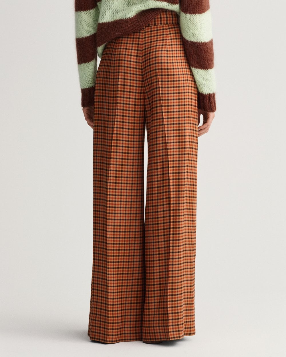 High-Waisted Wide Check Pants