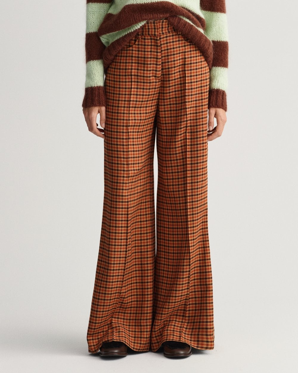 High-Waisted Wide Check Pants