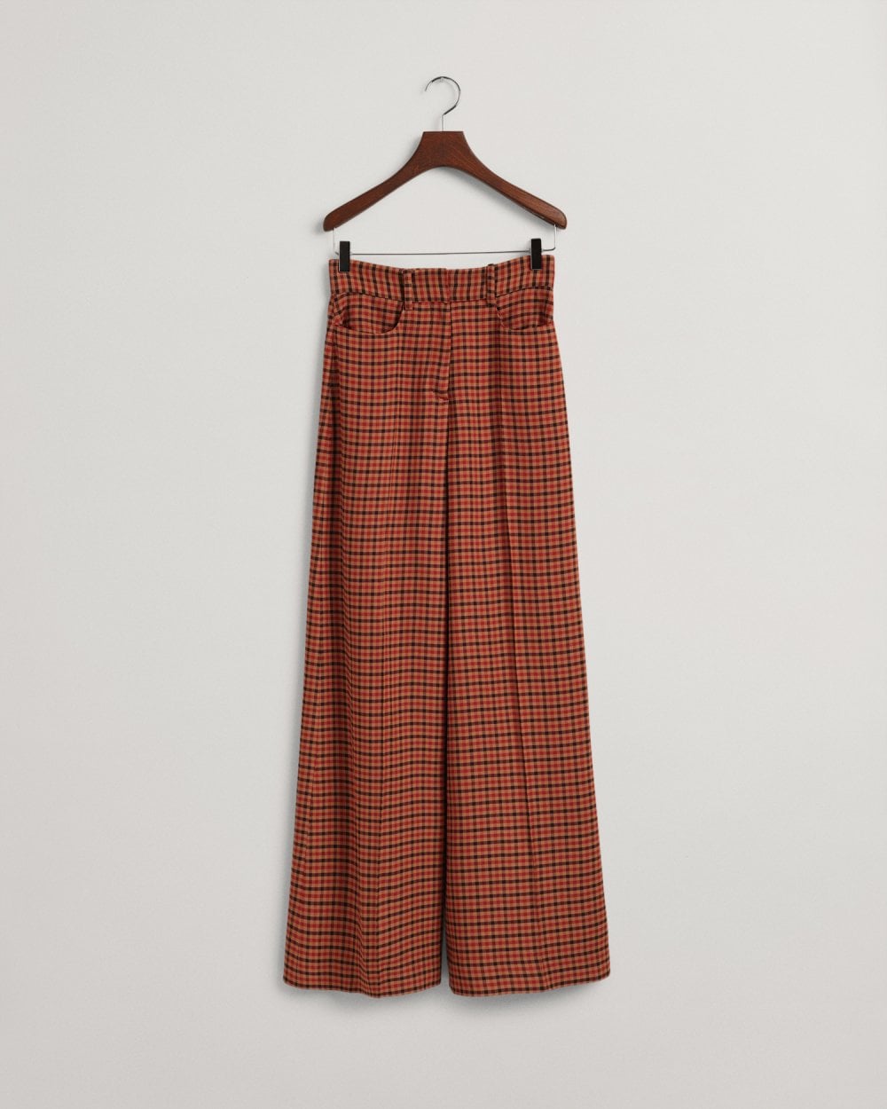 High-Waisted Wide Check Pants