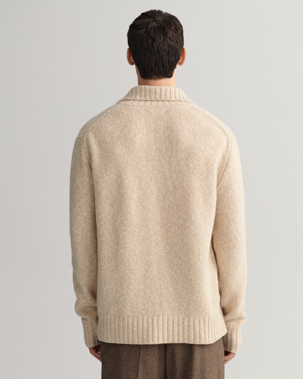 Relaxed Fit Slub V-Neck Polo Sweater