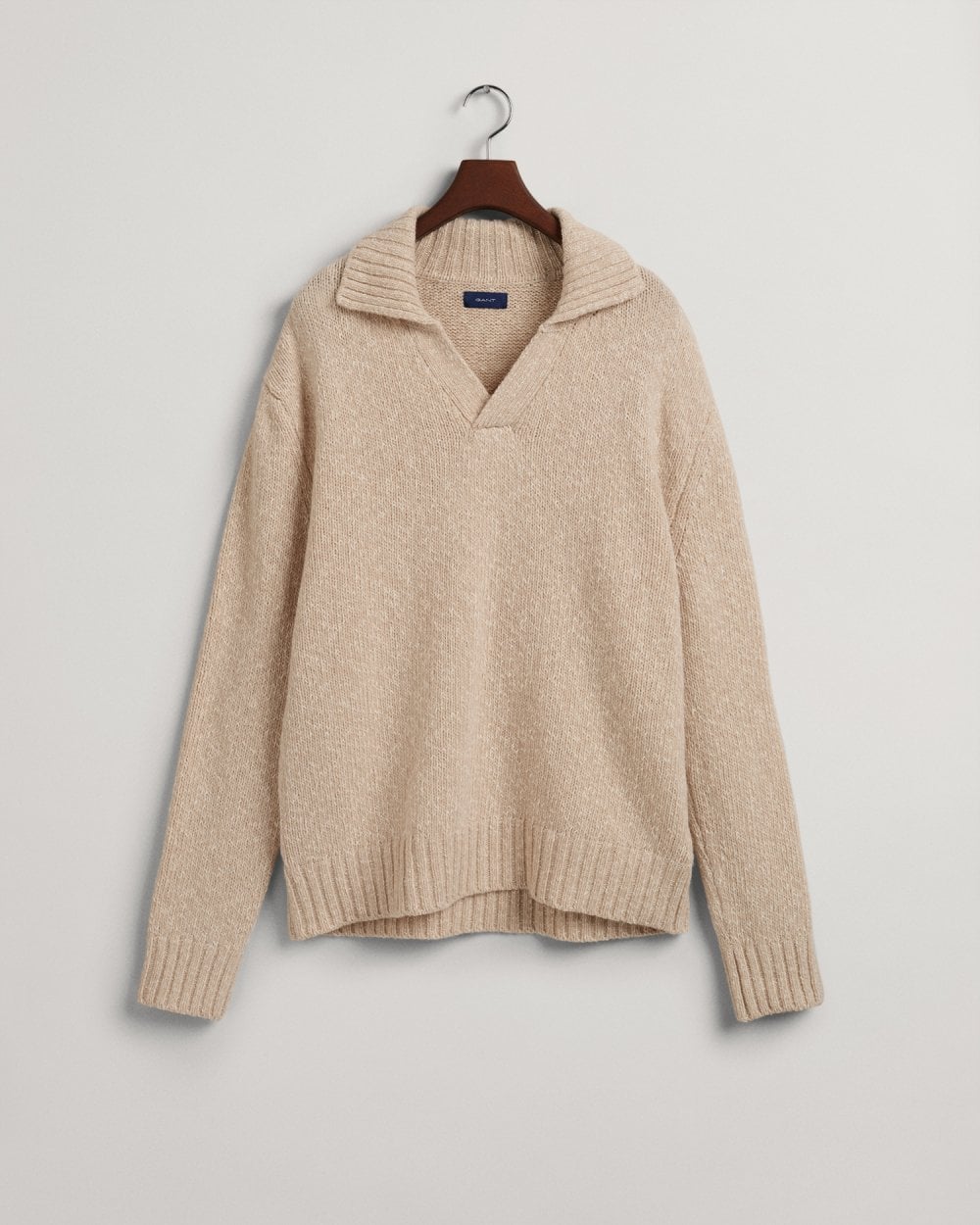 Relaxed Fit Slub V-Neck Polo Sweater