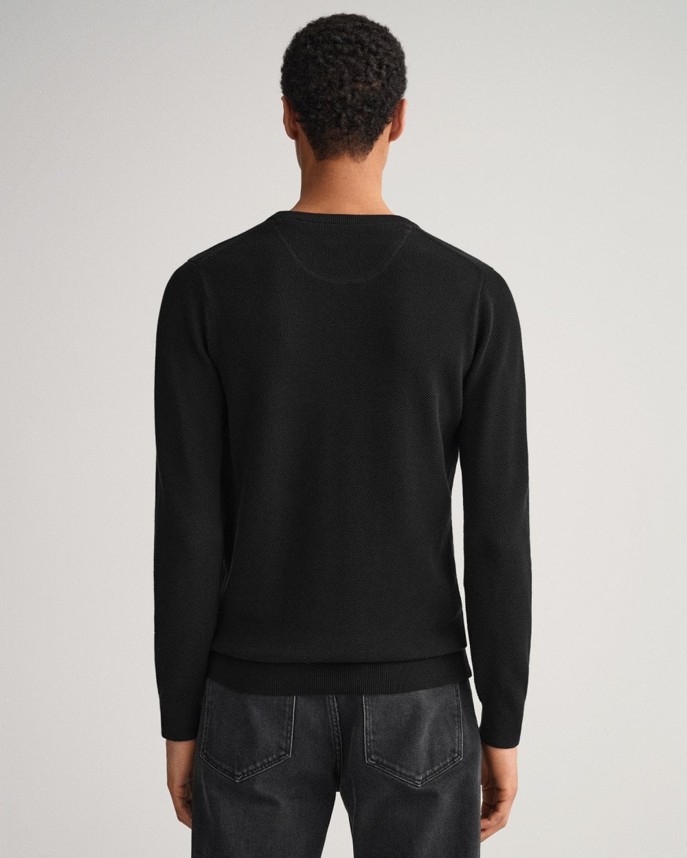 Cotton Pique Crew Neck Sweater