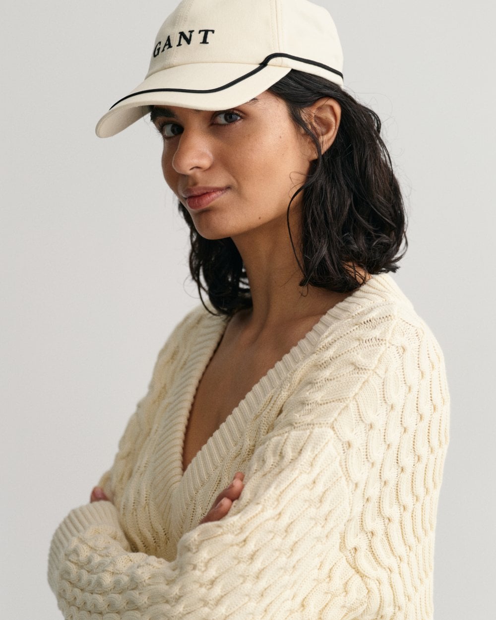 Textured Cotton V-Neck Sweater