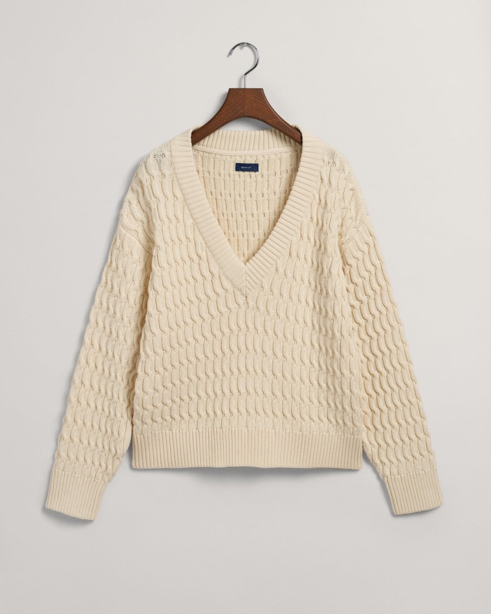 Textured Cotton V-Neck Sweater