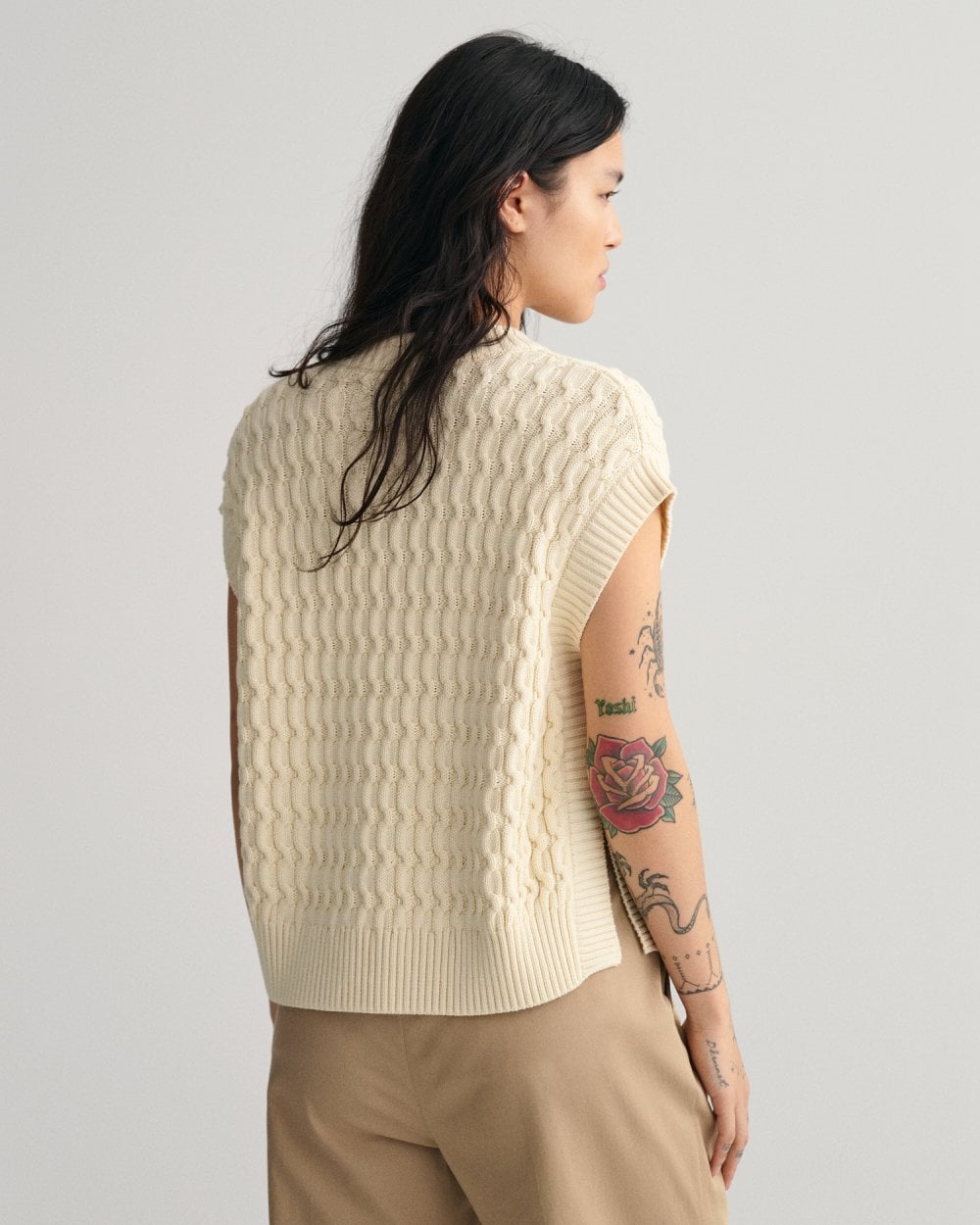 Textured Cotton Crew Neck Vest