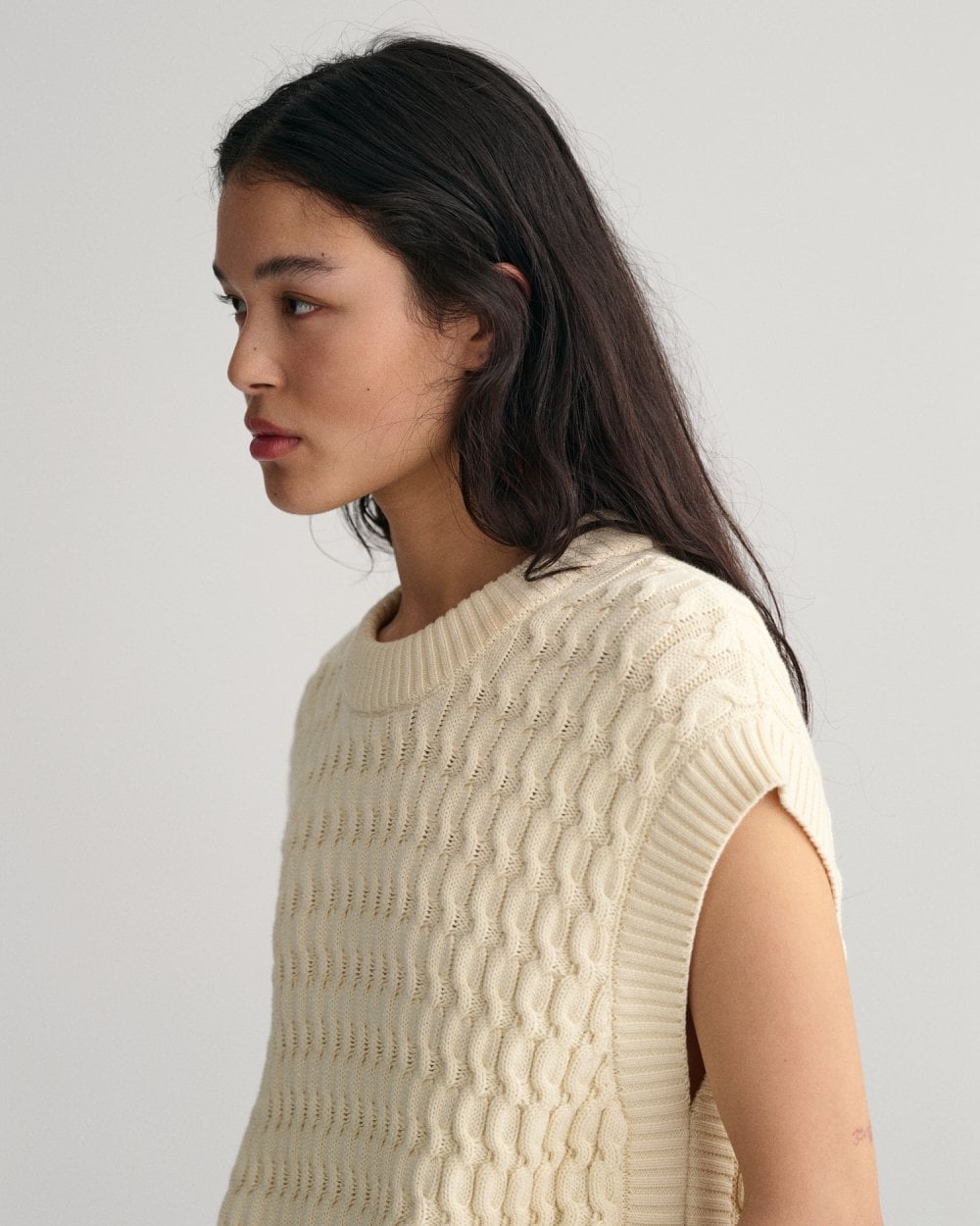 Textured Cotton Crew Neck Vest