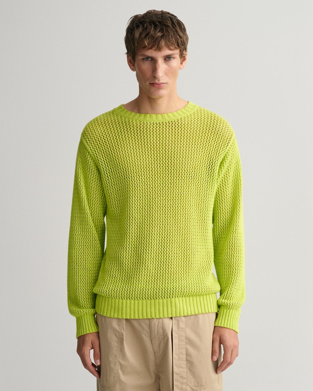 Open Texture Crew Neck Sweater