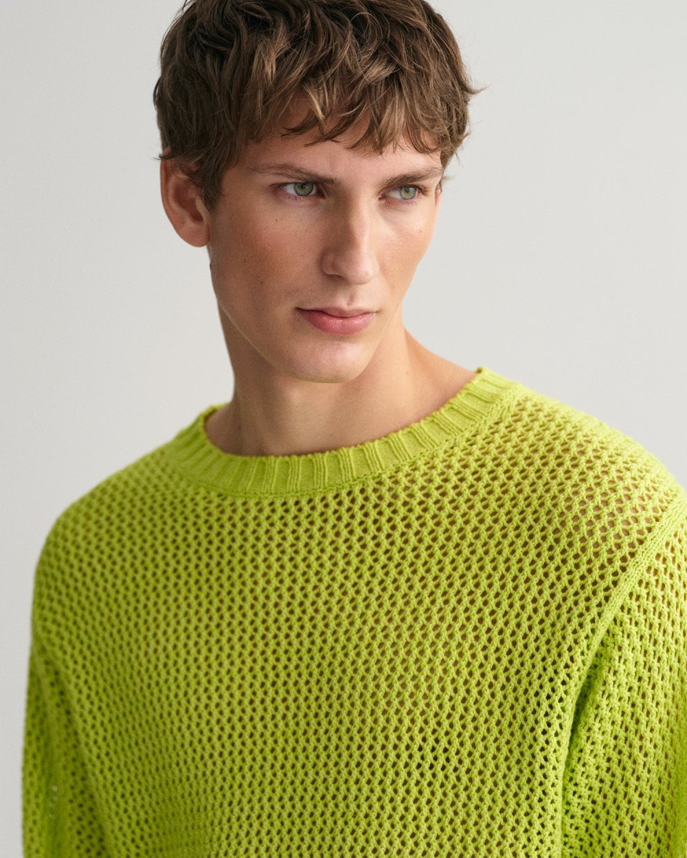 Open Texture Crew Neck Sweater