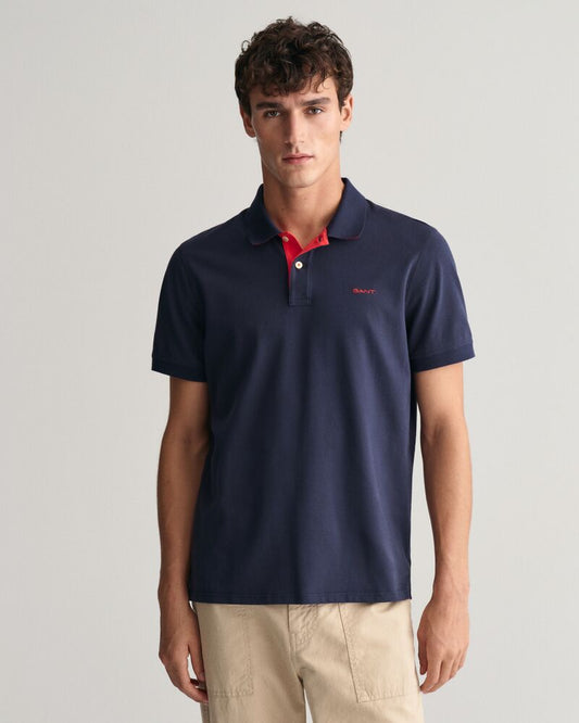 Contrast Piqué Polo Shirt S / Evening Blue