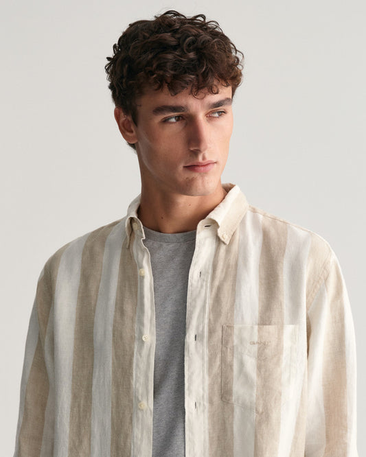 Regular Fit Bold Striped Linen Shirt