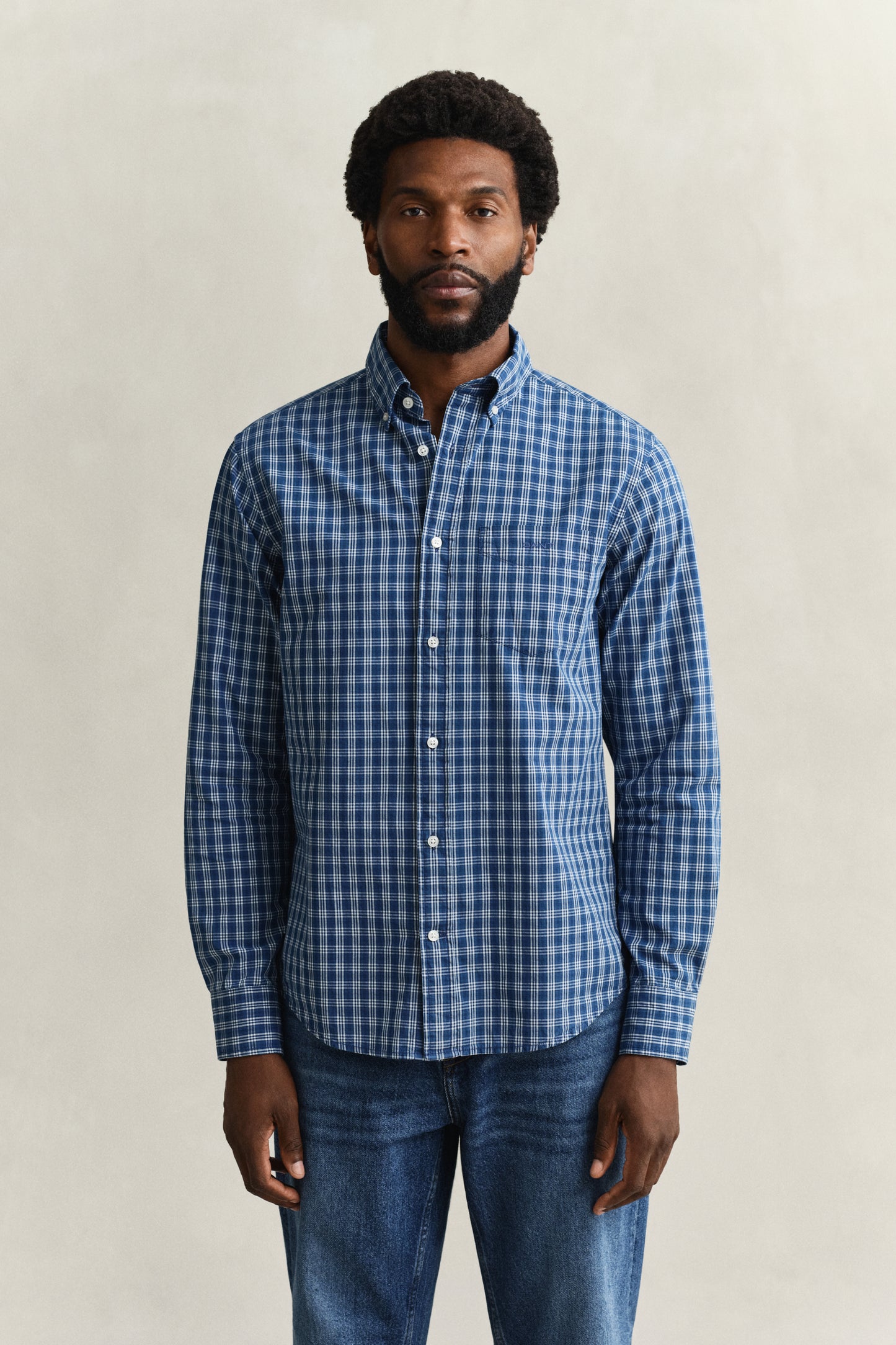Regular Indigo Check Shirt