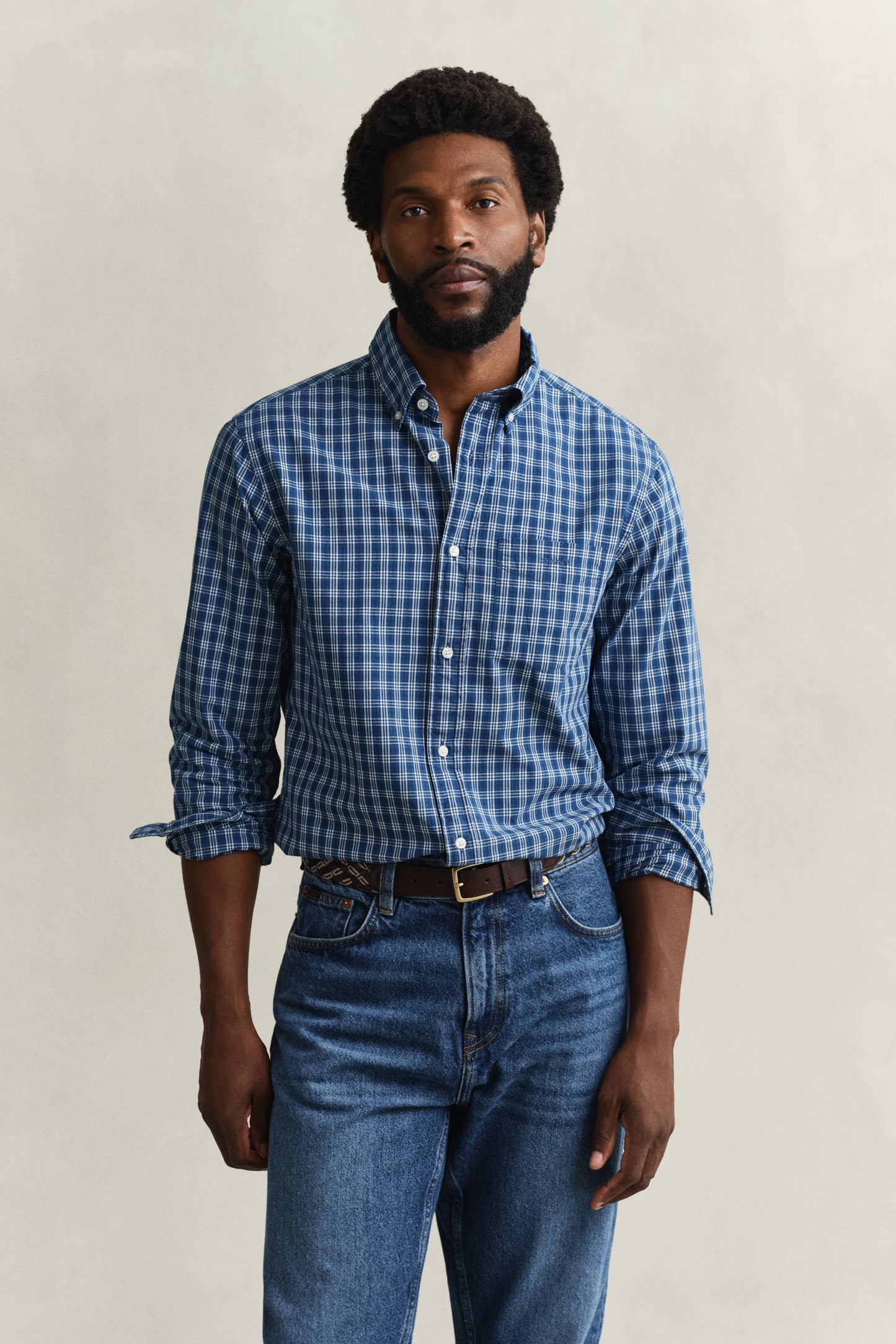 Regular Indigo Check Shirt