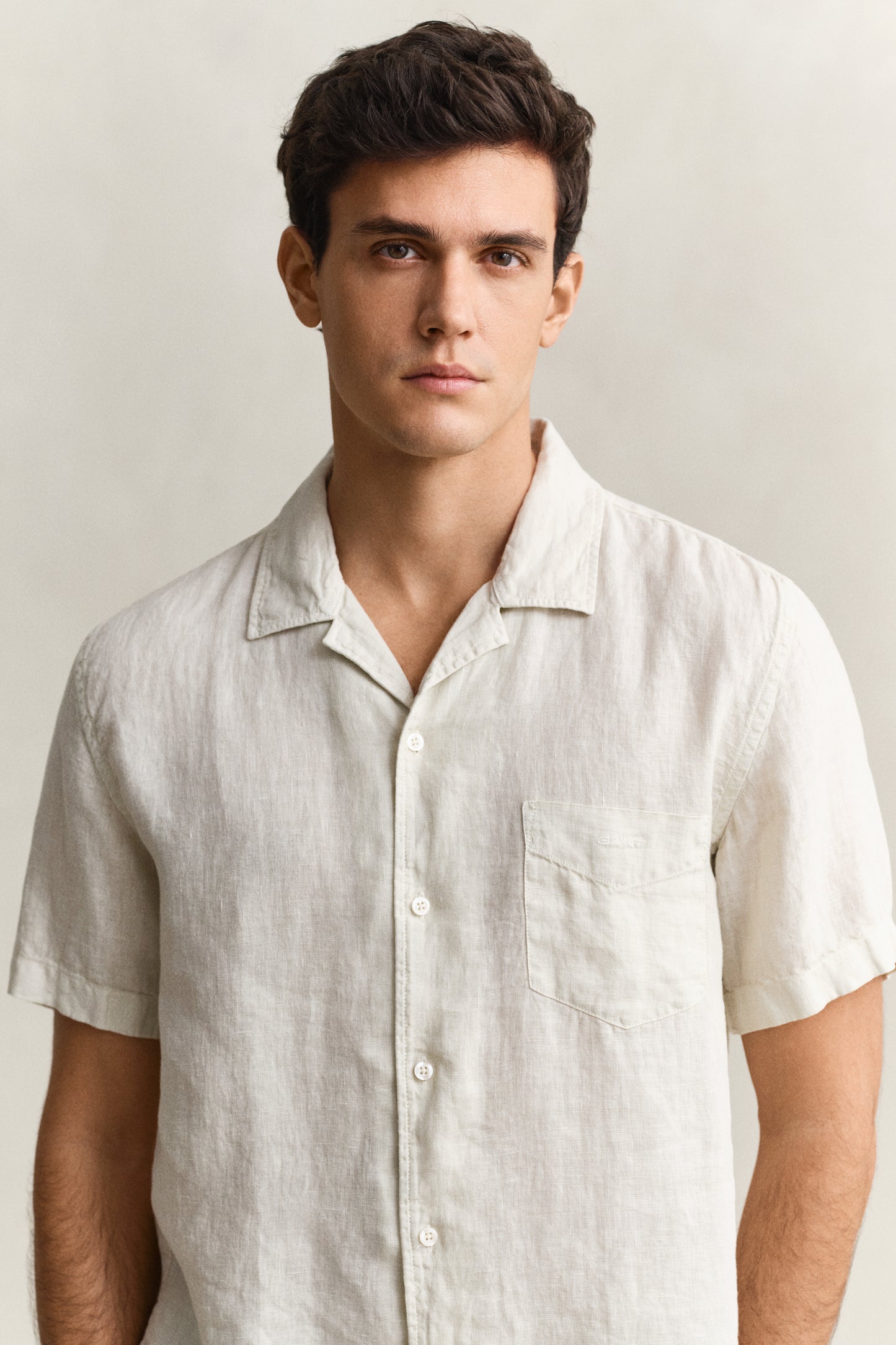 Regular Garment Dyed Linen Short Sleeve Camp Shirt