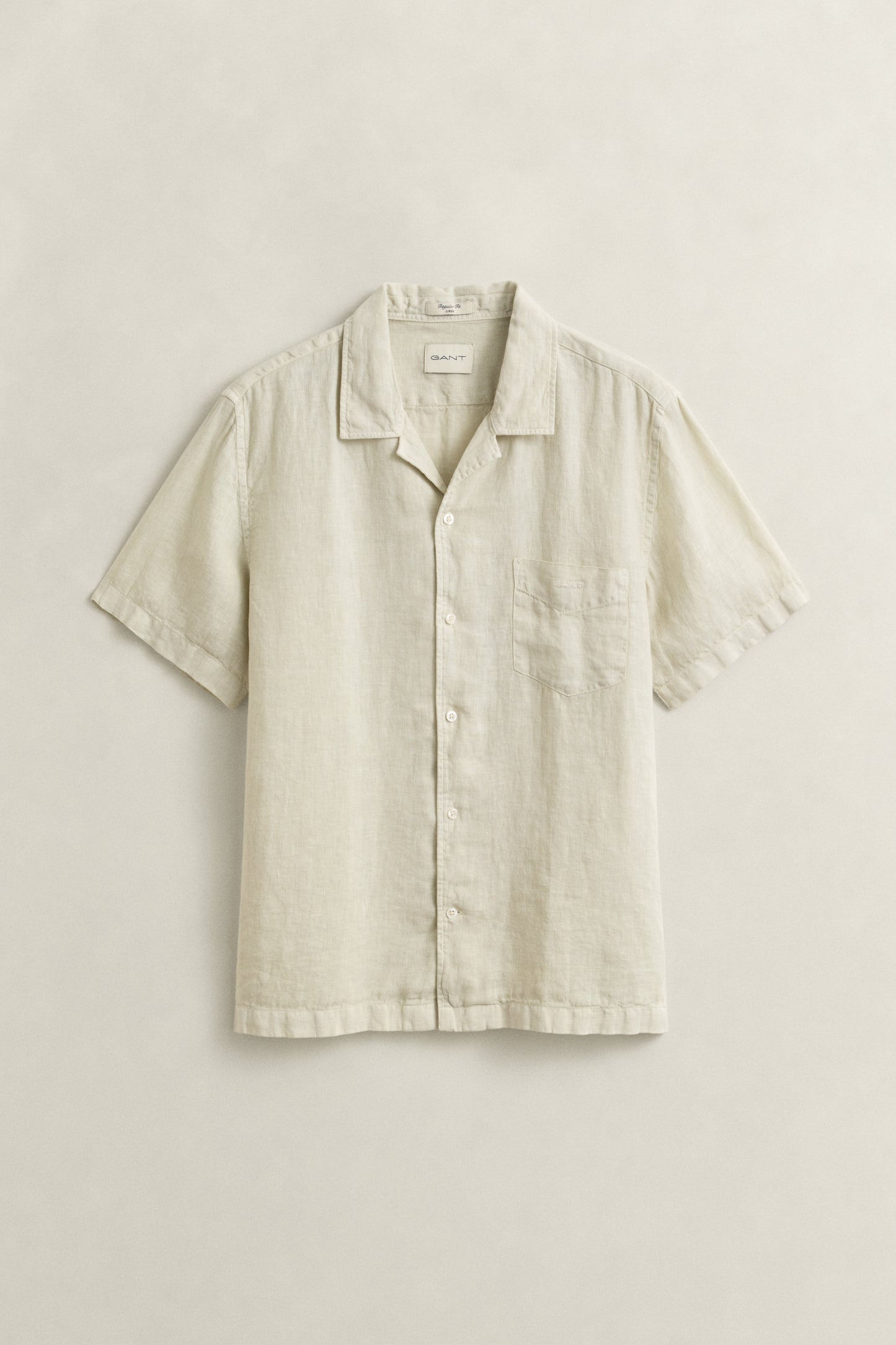 Regular Garment Dyed Linen Short Sleeve Camp Shirt
