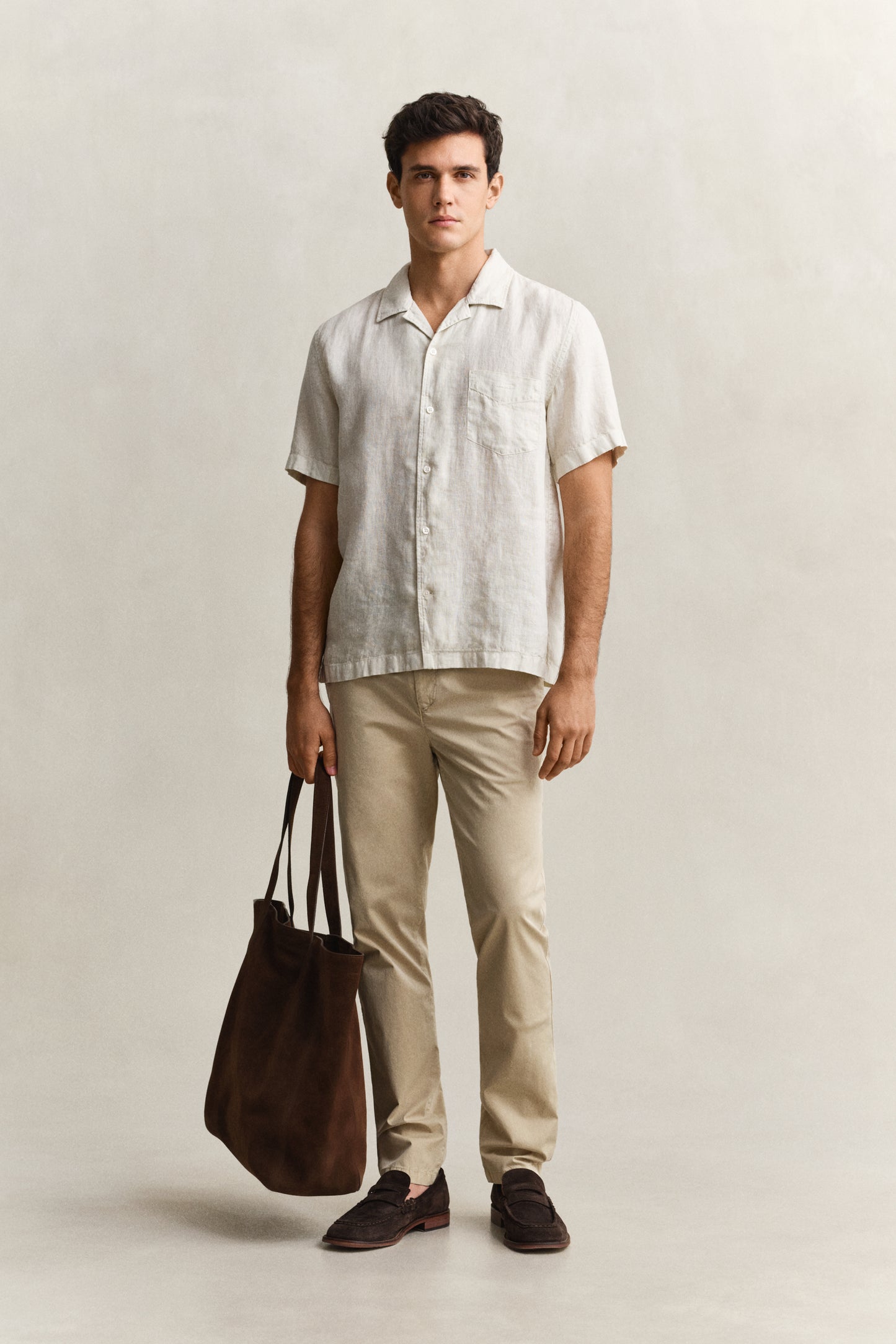 Regular Garment Dyed Linen Short Sleeve Camp Shirt