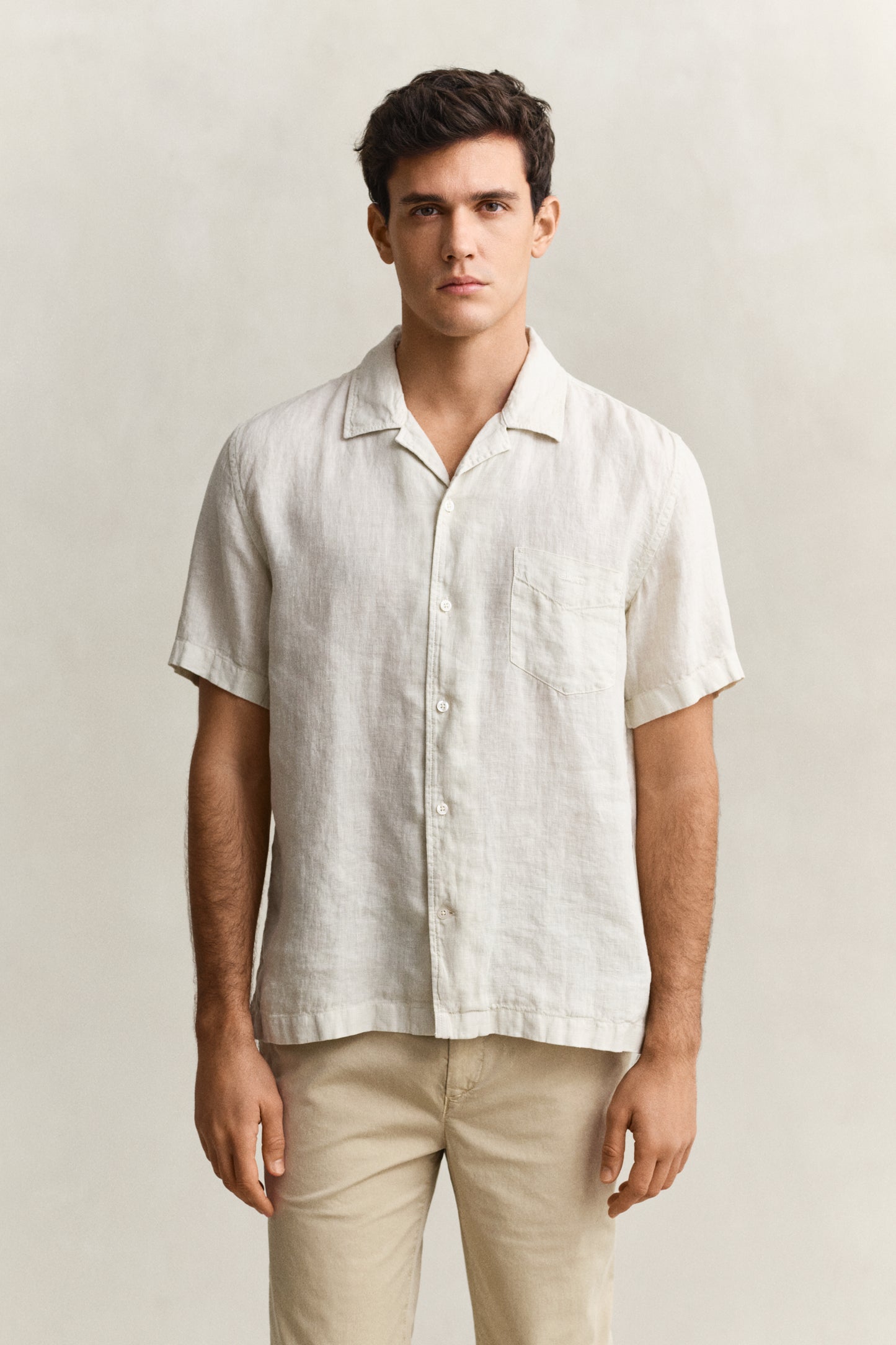 Regular Garment Dyed Linen Short Sleeve Camp Shirt