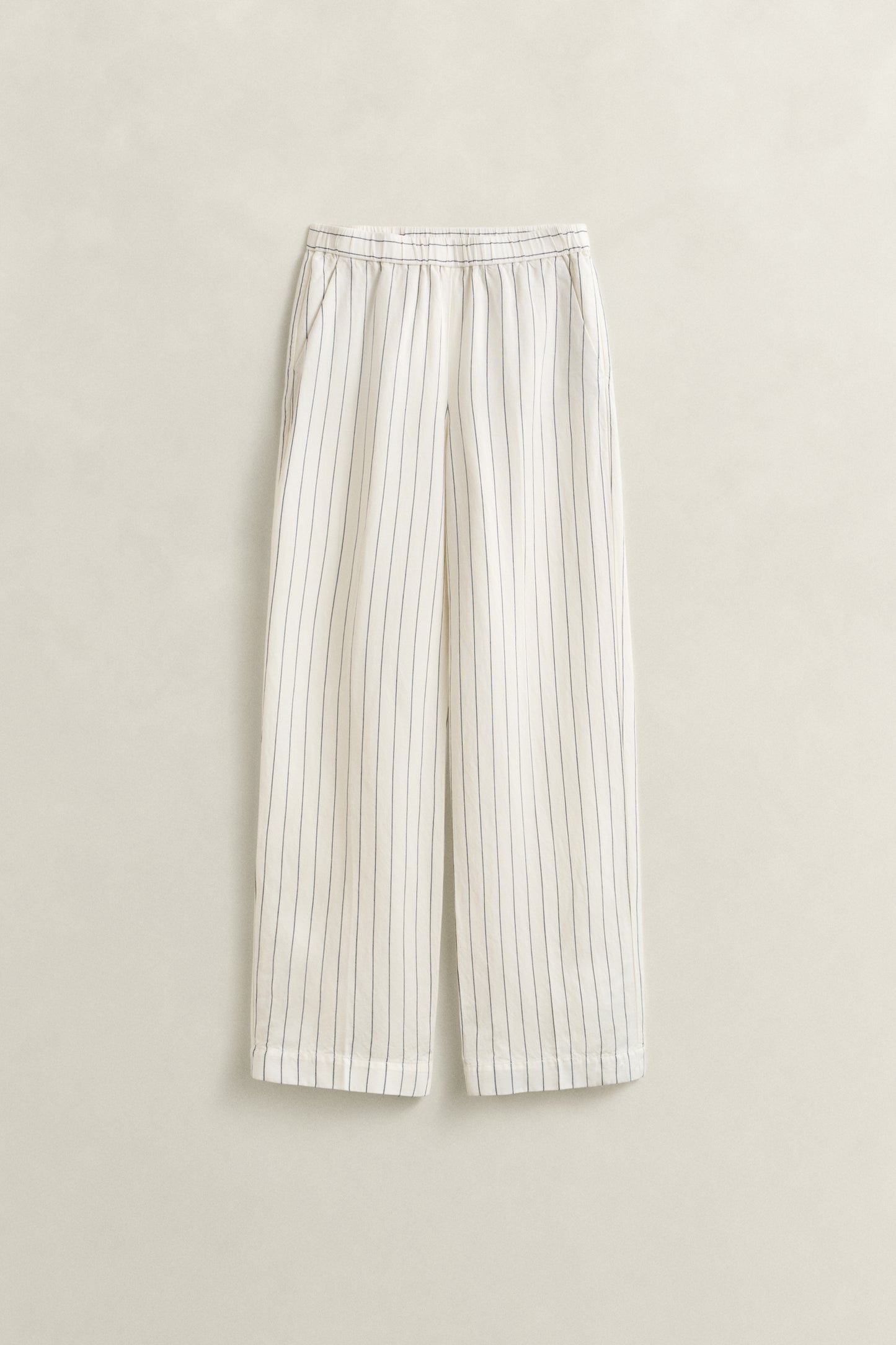 Striped Linen Blend Pull On Pants